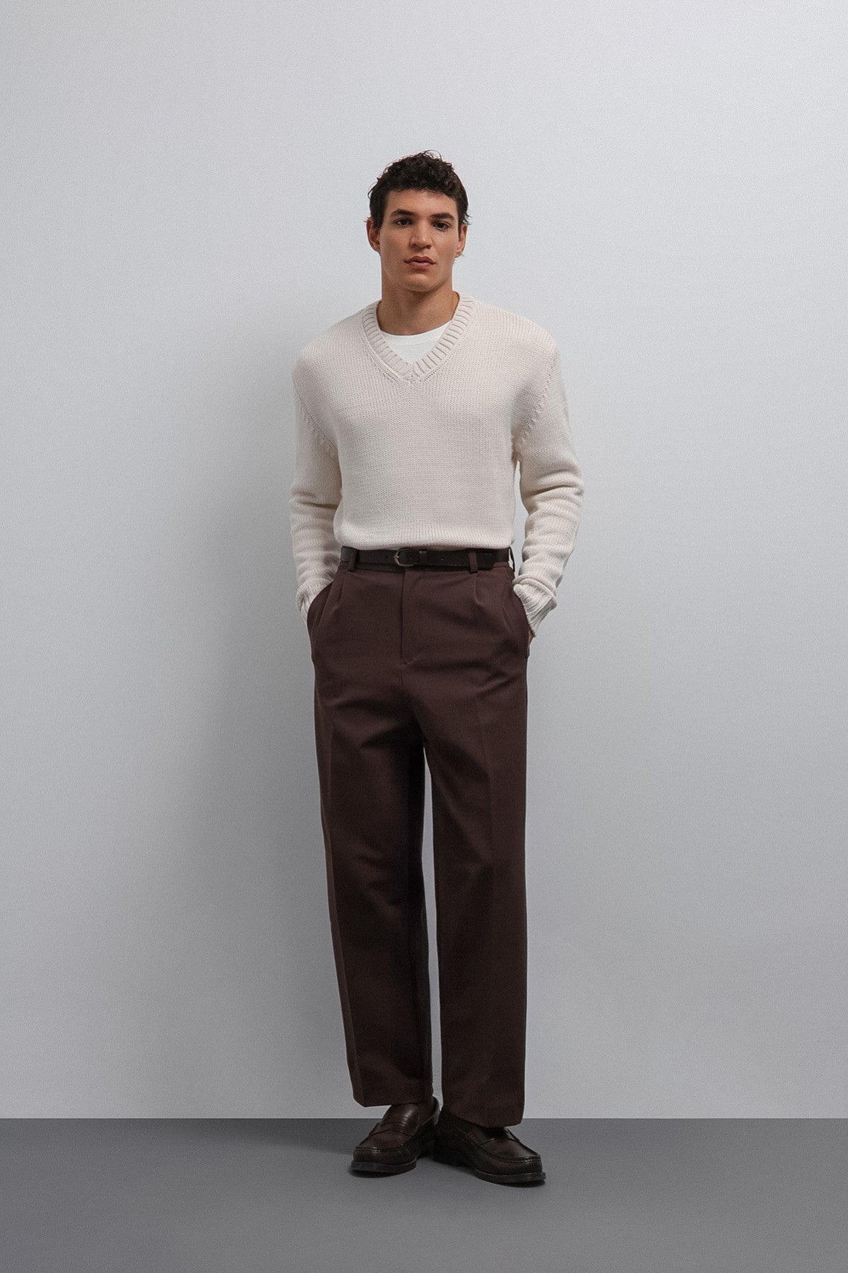 Men's V-Neck Sweater with Antioch Texture