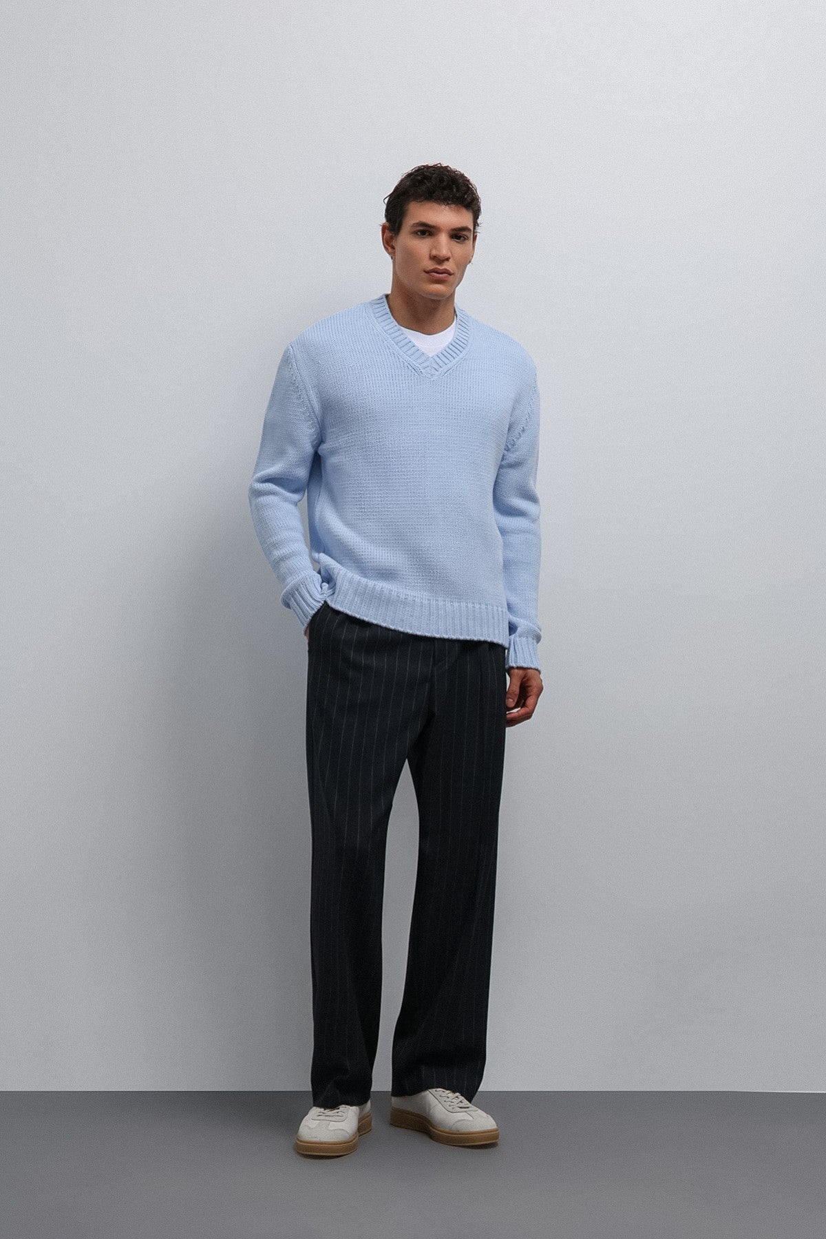 Men's V-Neck Sweater with Antioch Texture
