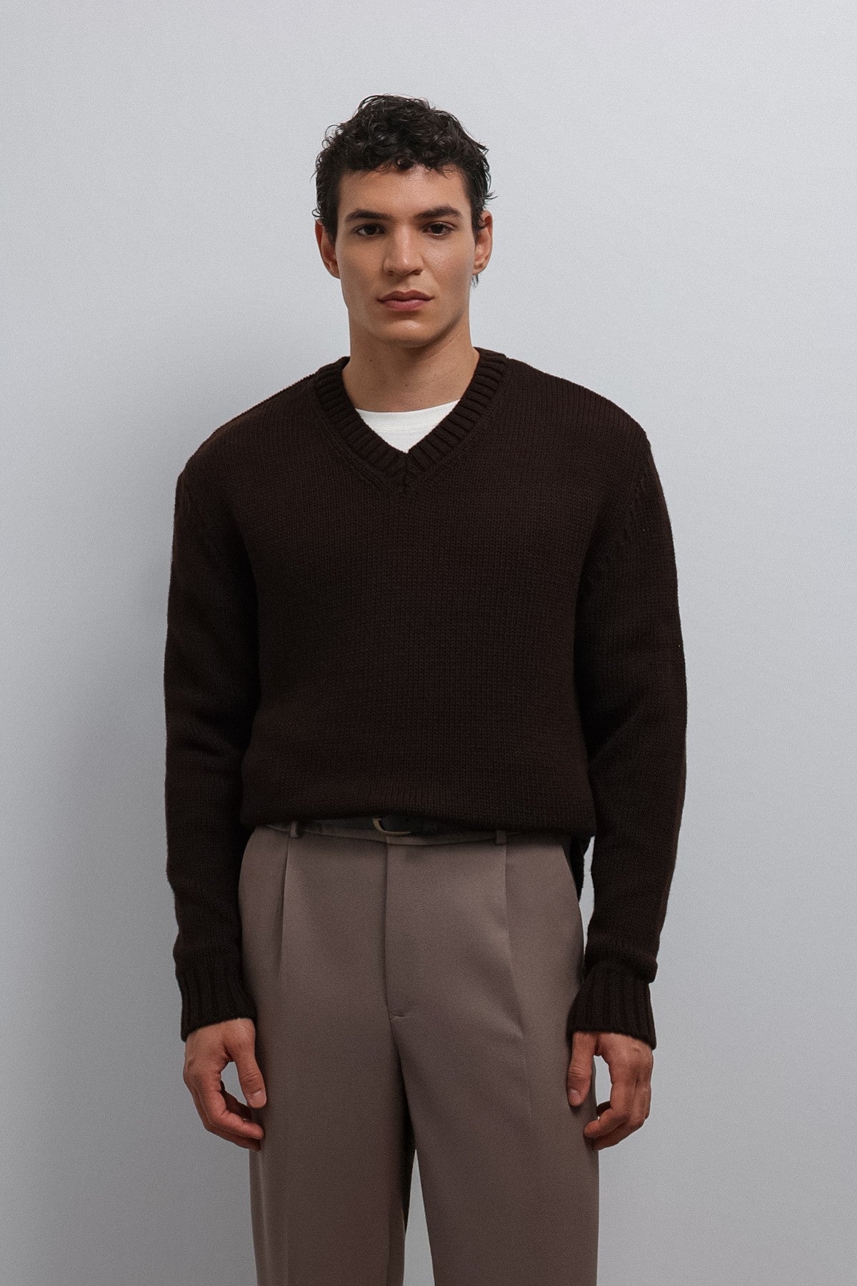Men's V-Neck Sweater with Antioch Texture