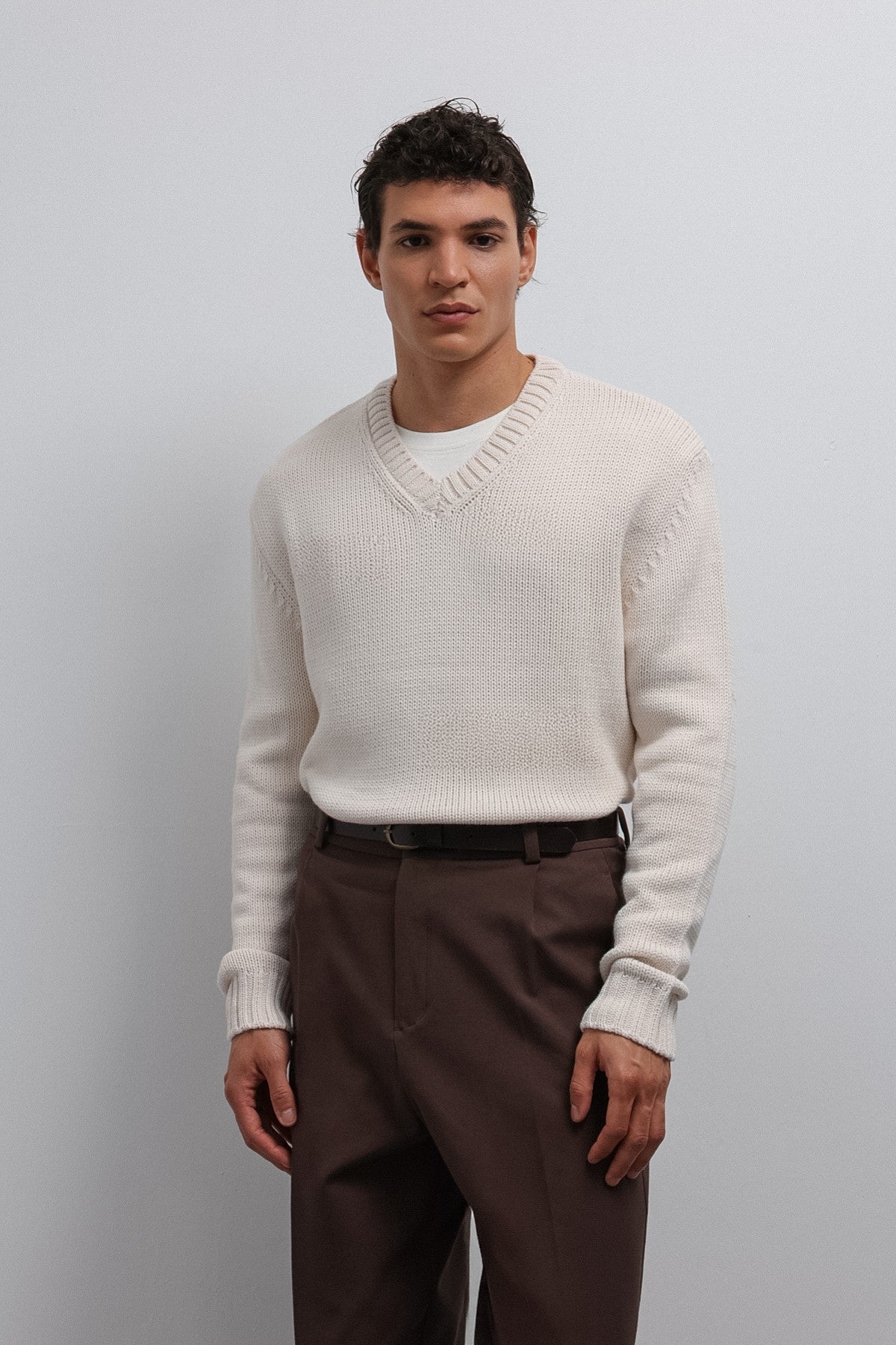 Men's V-Neck Sweater with Antioch Texture
