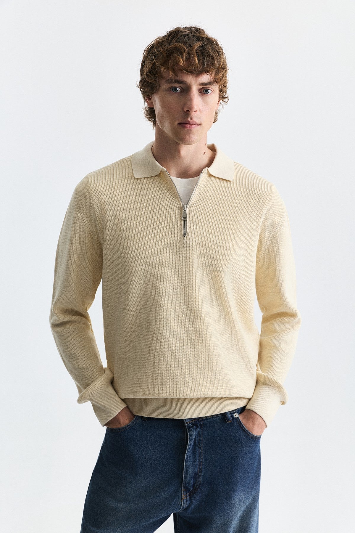 Men's Knit Sweater with a Zipper