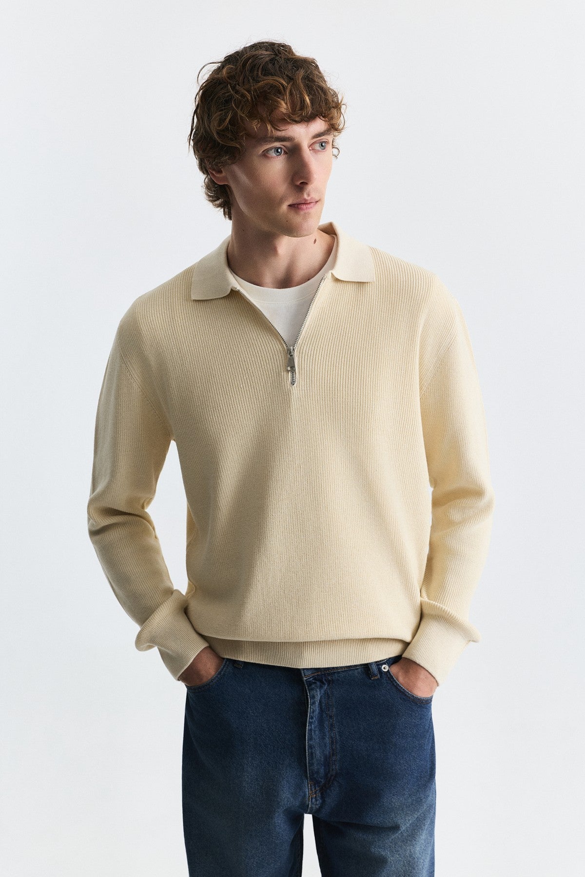 Men's Knit Sweater with a Zipper