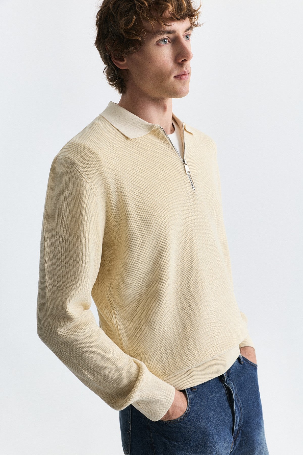 Men's Knit Sweater with a Zipper