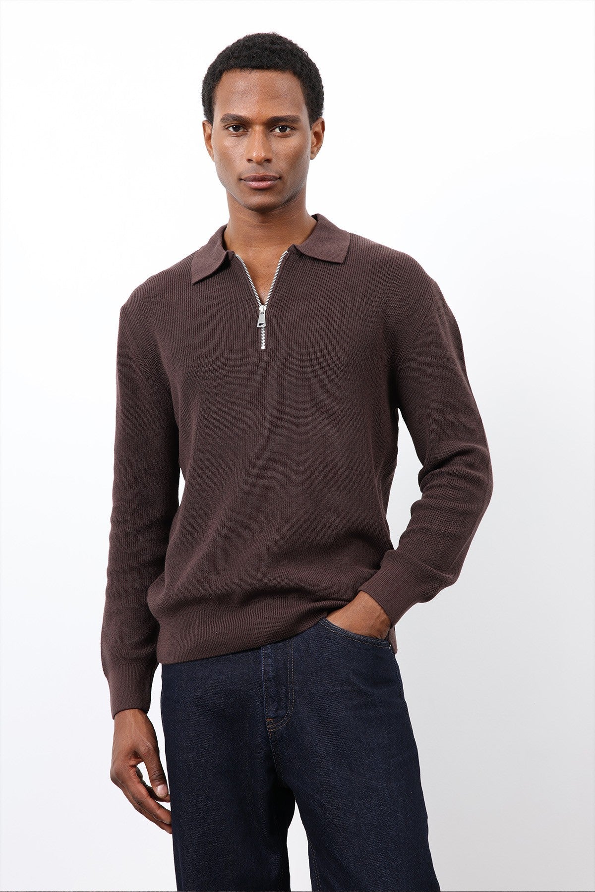 Antioch Men's Zipper-Front Knit Sweater