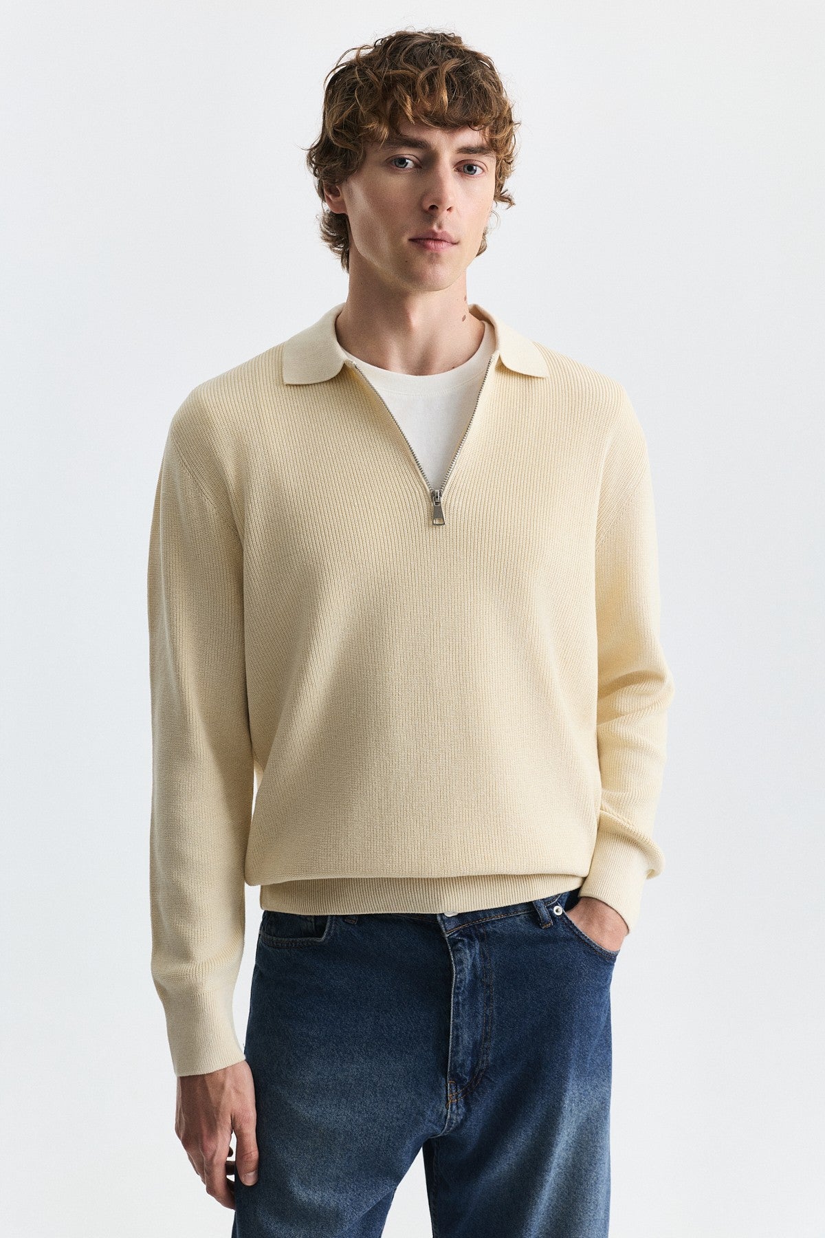 Men's Knit Sweater with a Zipper
