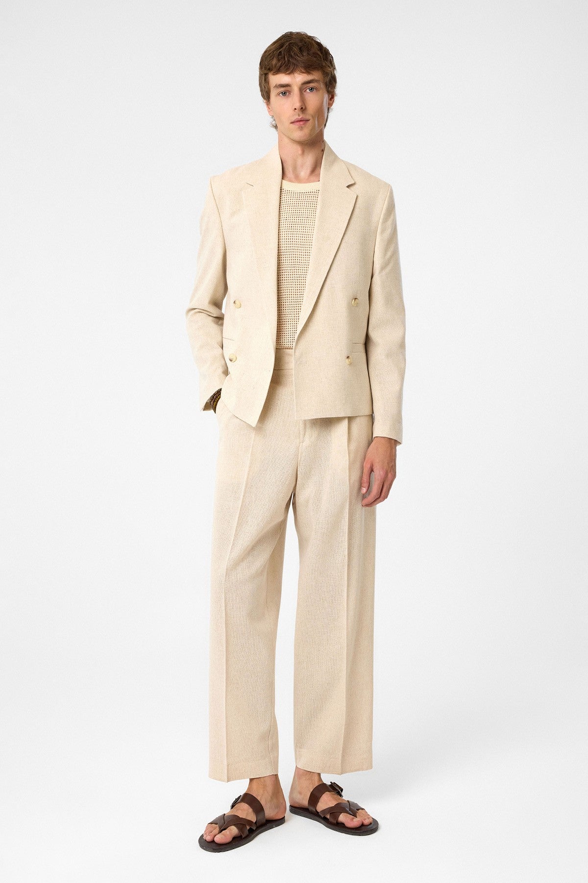 Antioch Relax Fit Double-Breasted Crop Men's Blazer Jacket