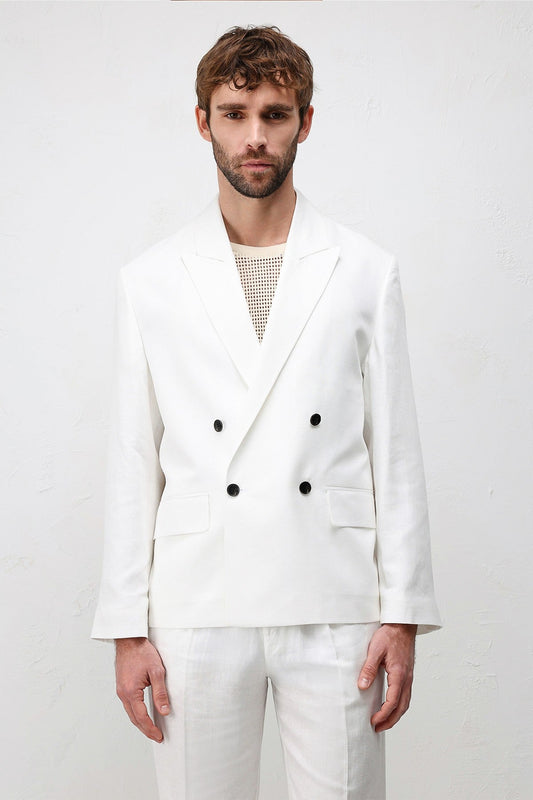 Relax Fit Men's Blazer Jacket in a Linen Blend