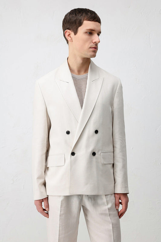 Relax Fit Men's Blazer Jacket in a Linen Blend