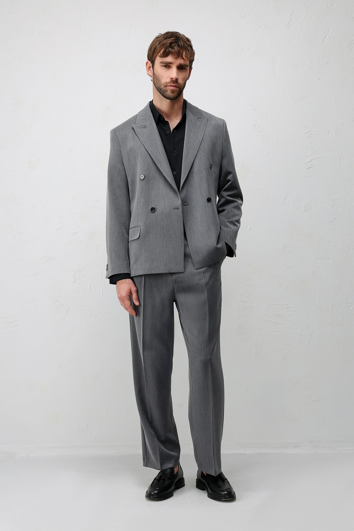 Relax Fit Double-Breasted Men's Blazer