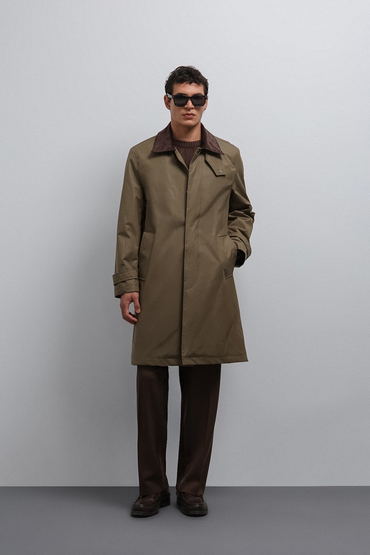 Antioch Contrast Collar Technical Men's Trench Coat