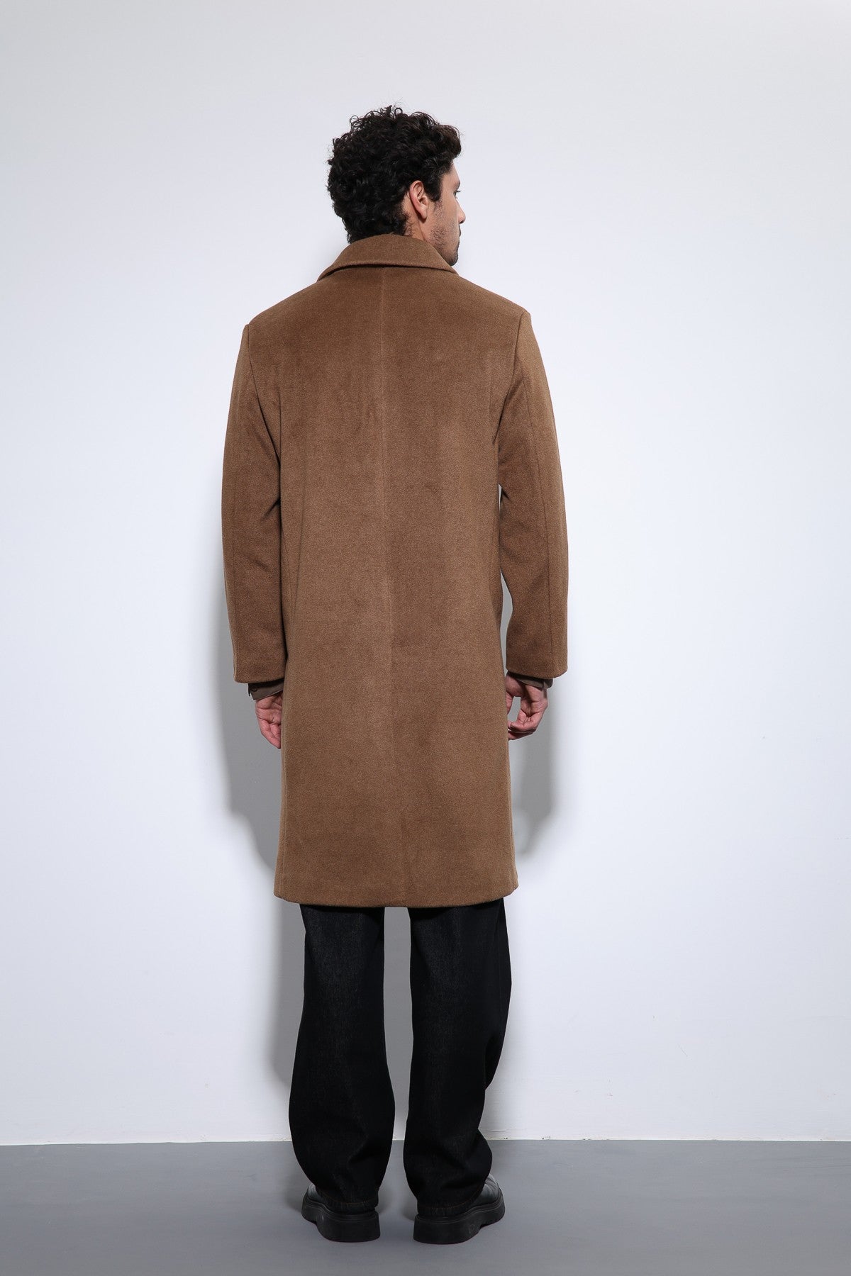 Men's Double-Breasted Coat with Wool Blend