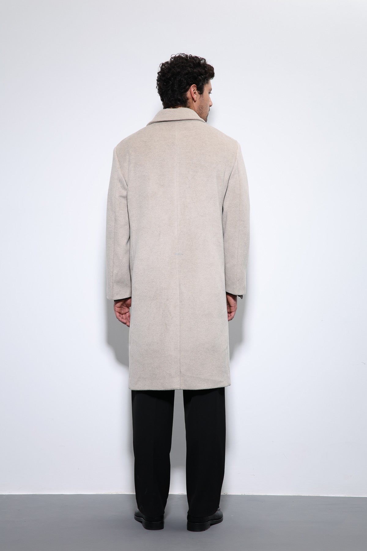 Men's Double-Breasted Coat with Wool Blend