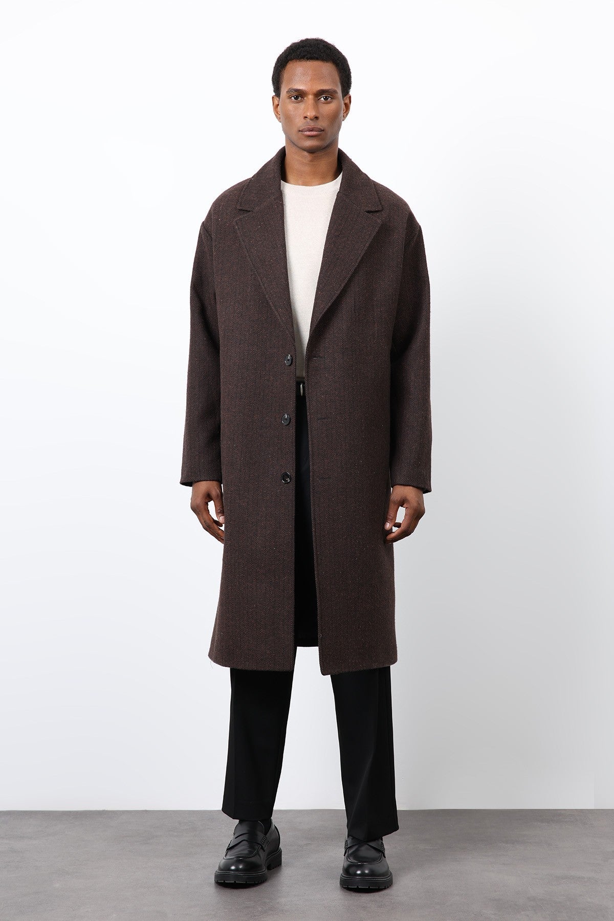 Antioch Relax Fit Herringbone-Patterned Men's Coat