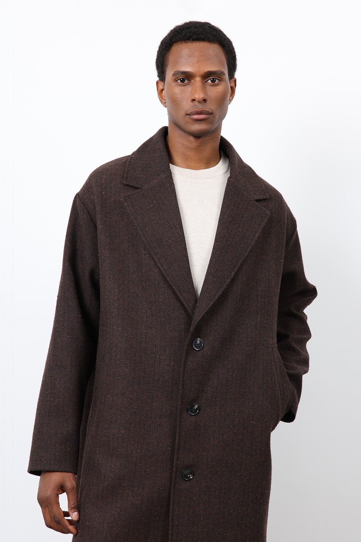 Antioch Relax Fit Herringbone-Patterned Men's Coat