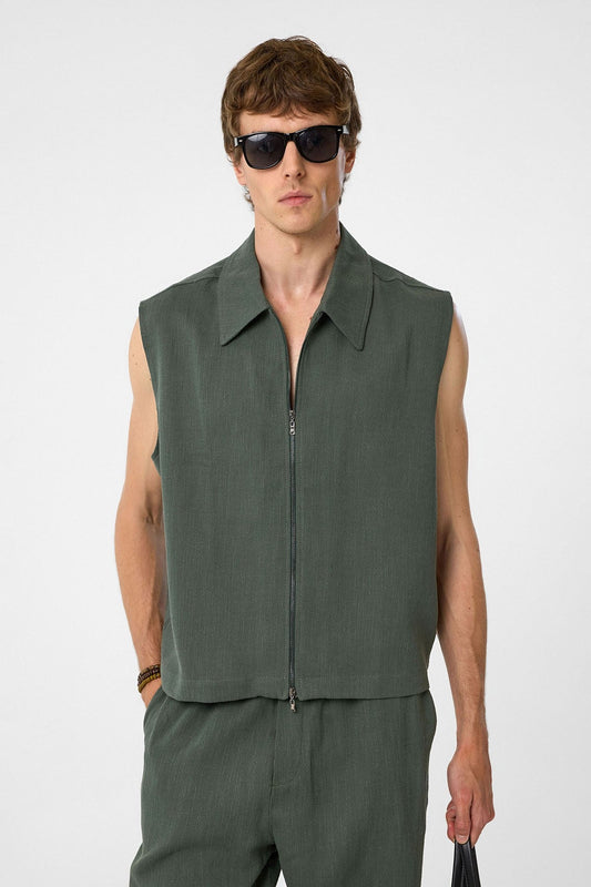 Antioch Textured Polo-Neck Men's Vest