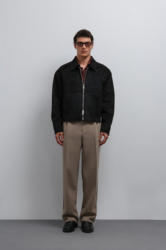 Antioch Zipper-Front Faux Suede Men's Jacket