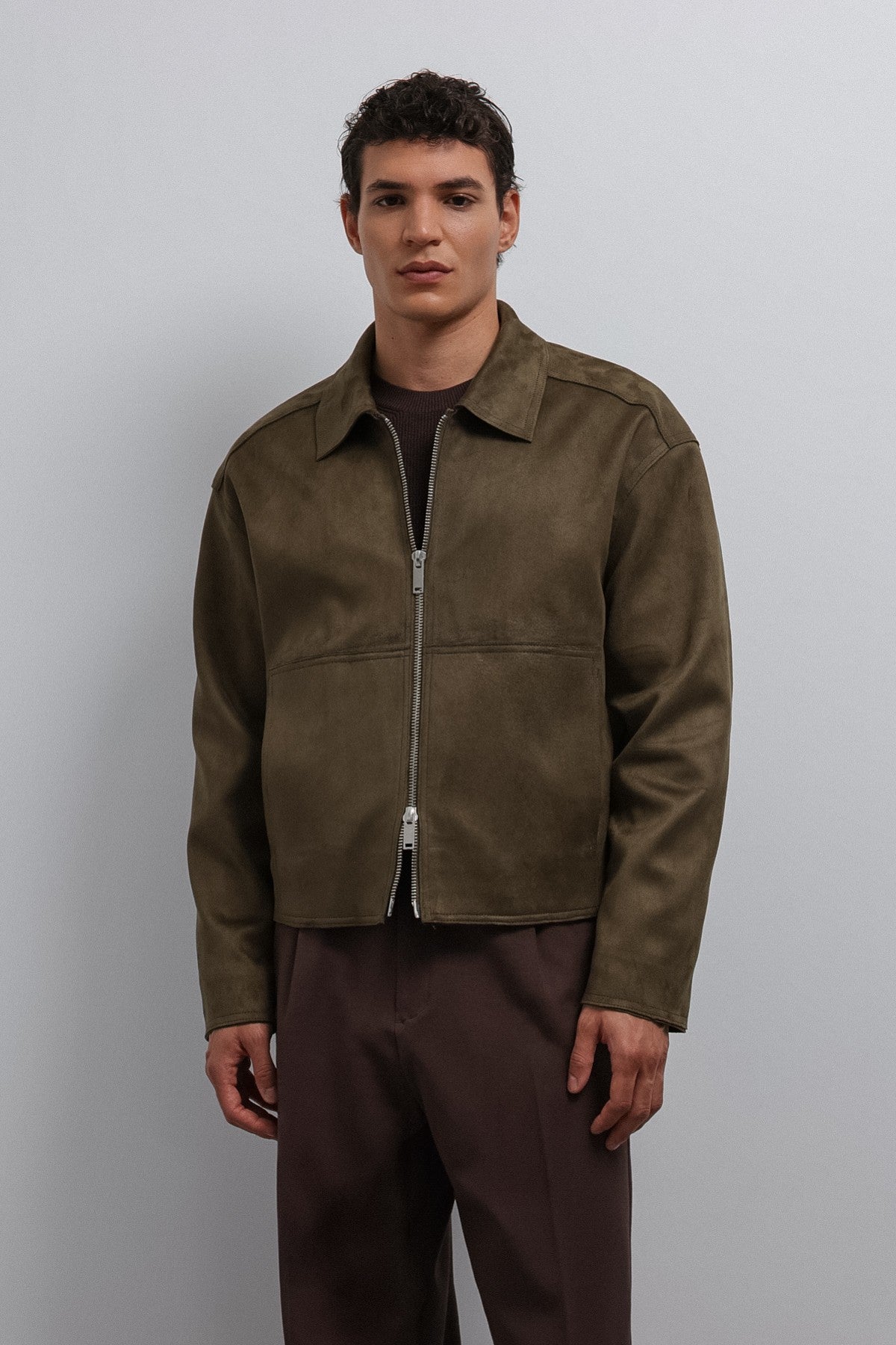Antioch Zipper-Front Faux Suede Men's Jacket