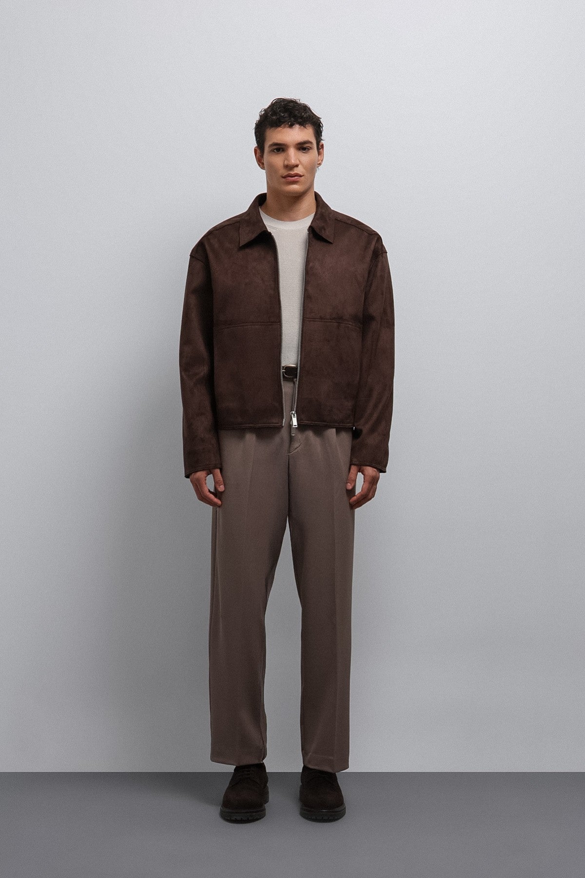 Antioch Zipper-Front Faux Suede Men's Jacket
