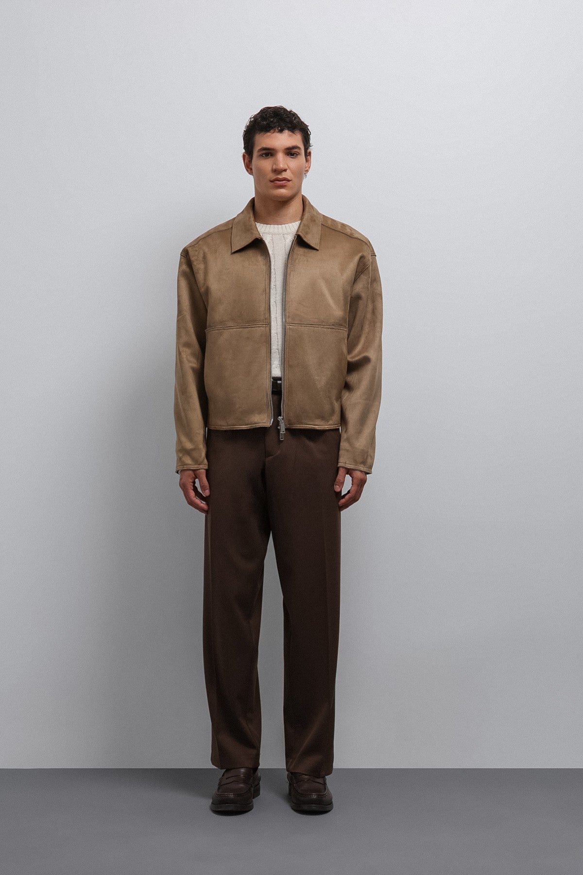 Antioch Zipper-Front Faux Suede Men's Jacket