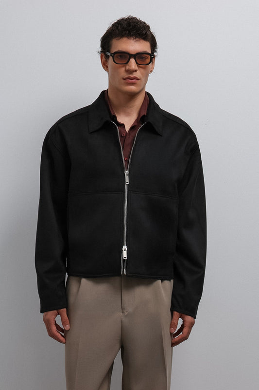 Antioch Zipper-Front Faux Suede Men's Jacket