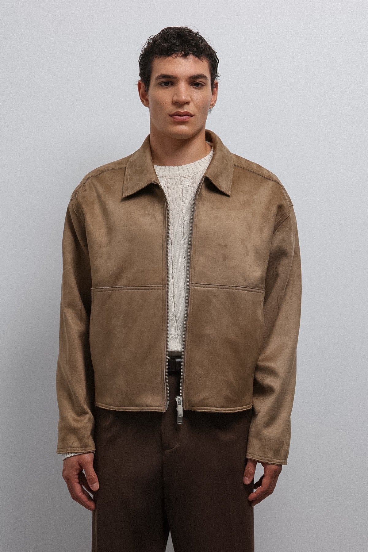 Antioch Zipper-Front Faux Suede Men's Jacket