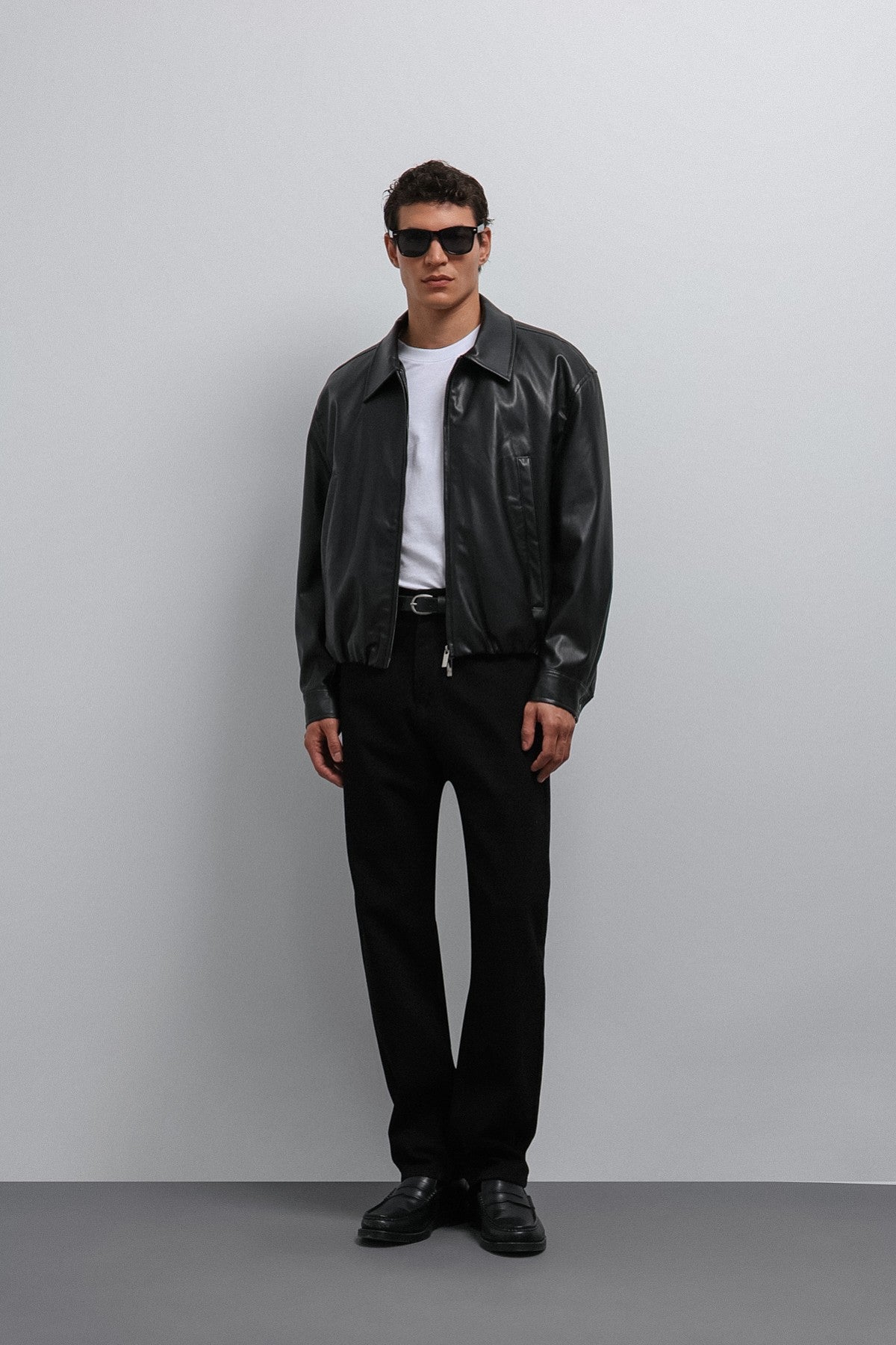 Antioch Faux Leather Bomber Jacket for Men