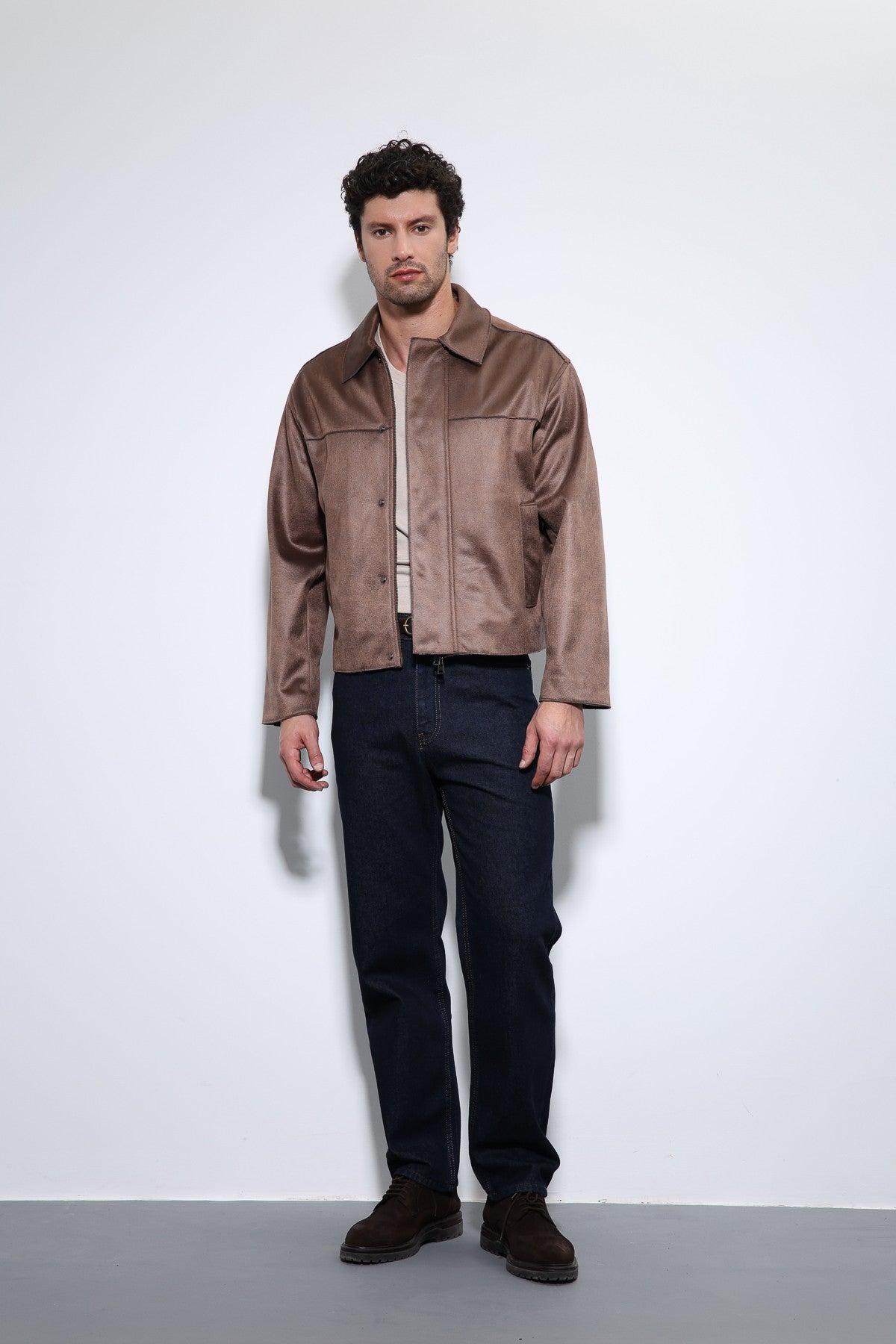 Relax Fit Faux Leather Men's Jacket