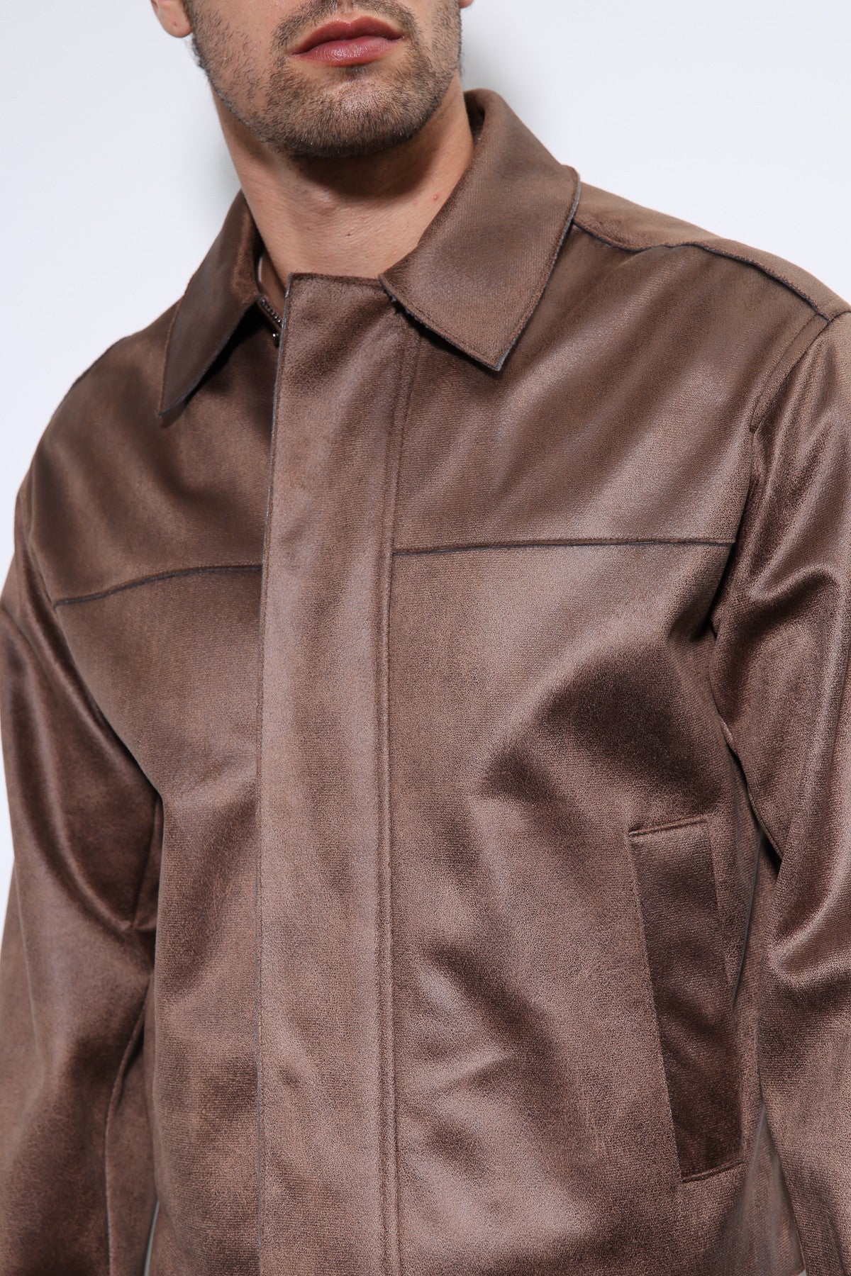 Relax Fit Faux Leather Men's Jacket