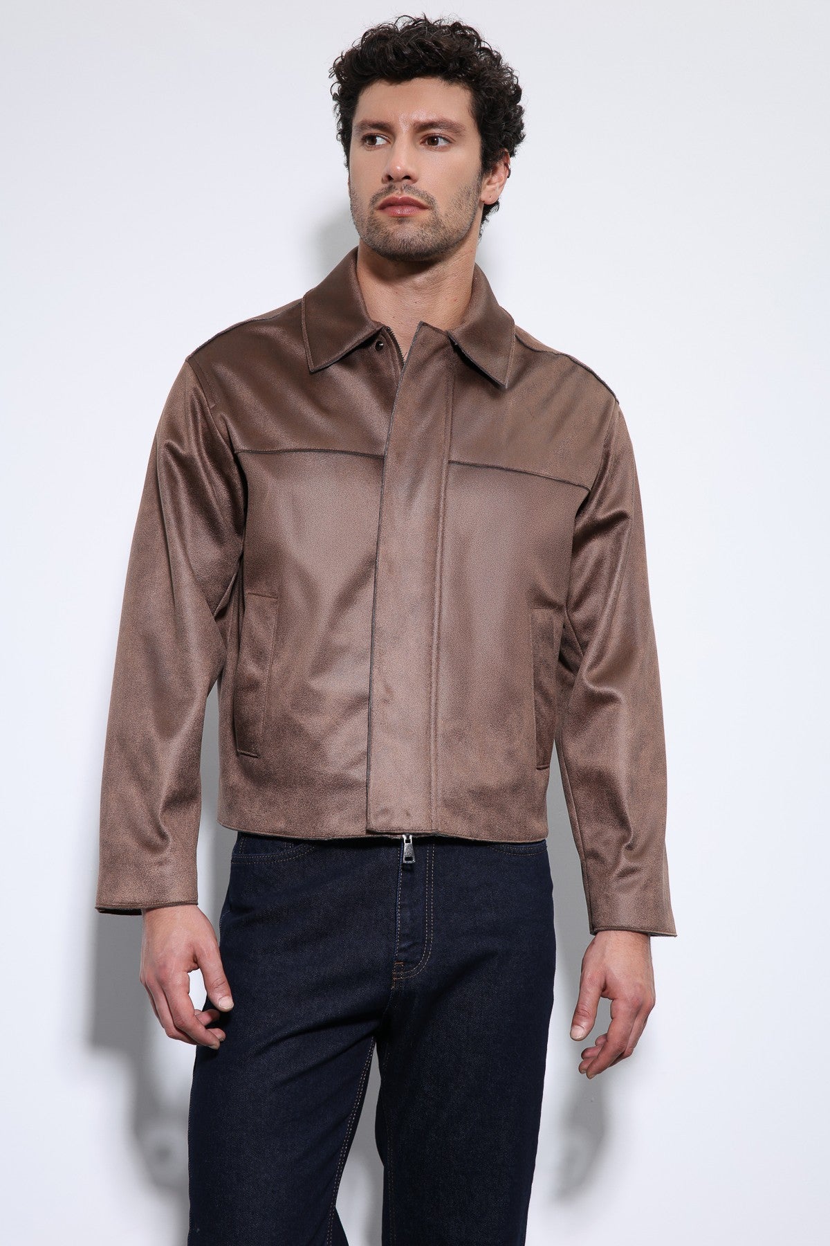 Relax Fit Faux Leather Men's Jacket