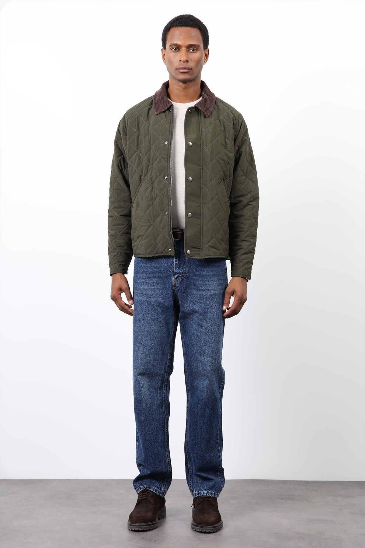 Antioch Men's Jacket with Contrast Collar and Baklava Pattern