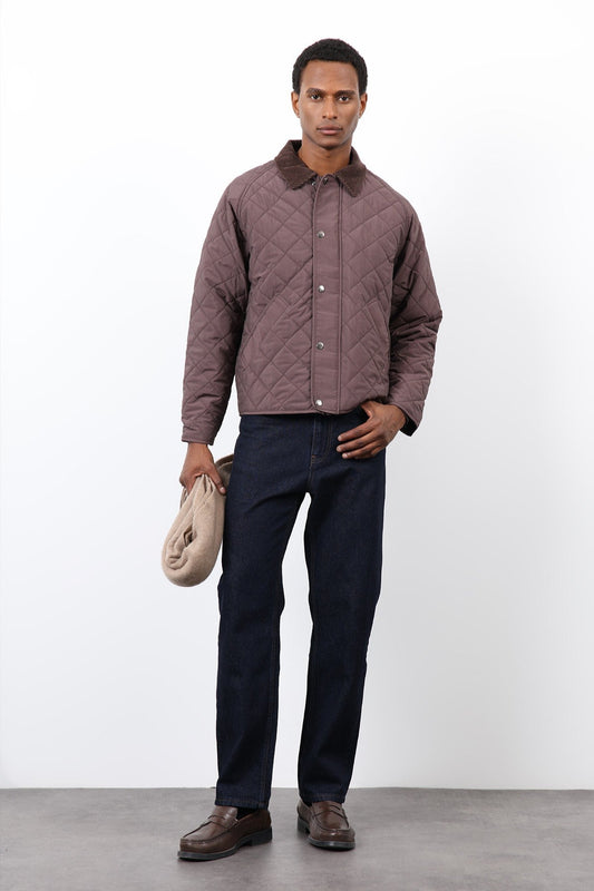 Antioch Men's Jacket with Contrast Collar and Baklava Pattern