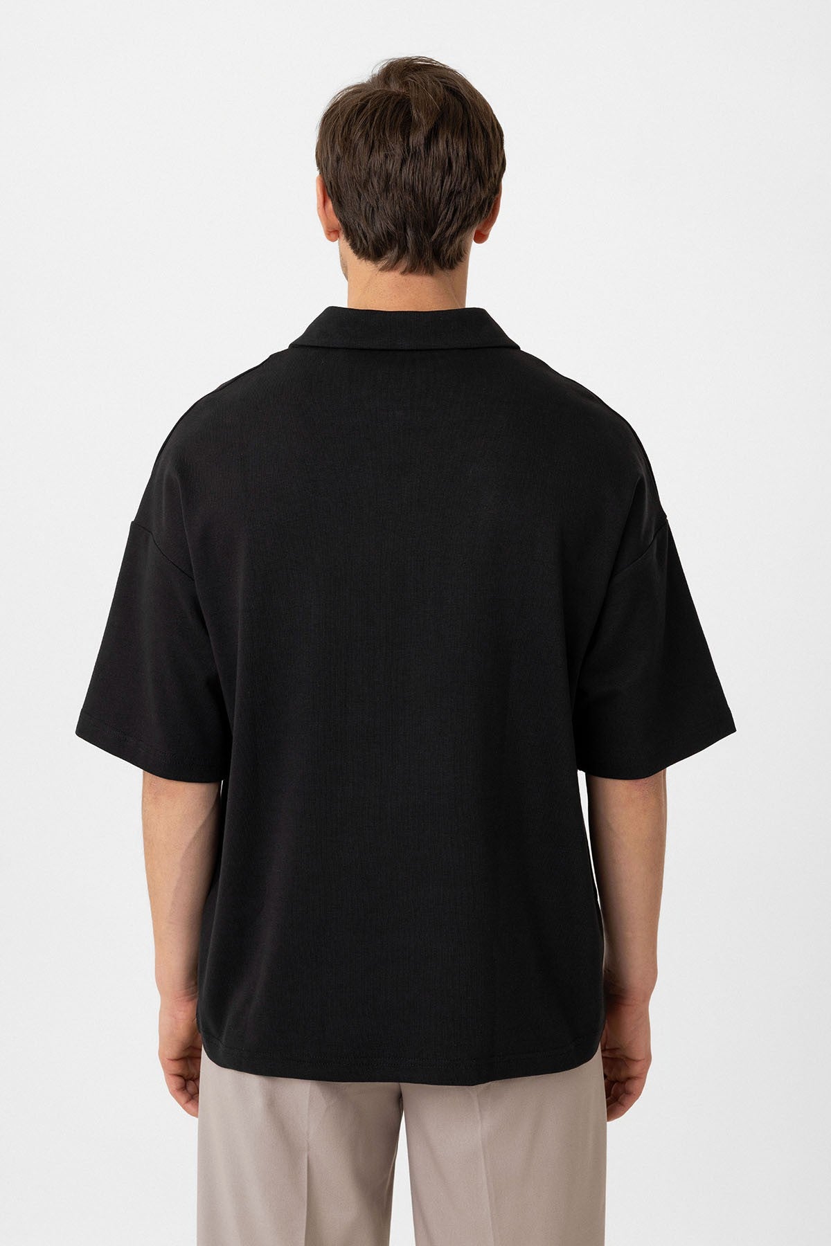 Antioch Oversized Polo-Neck Zipper Men's T-Shirt