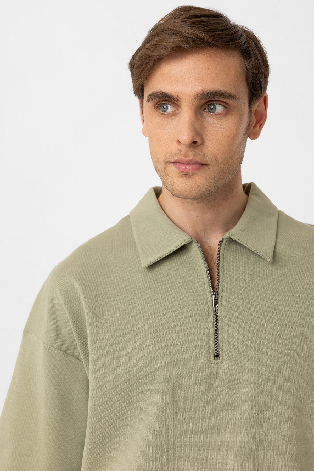 Antioch Oversized Polo-Neck Zipper Men's T-Shirt
