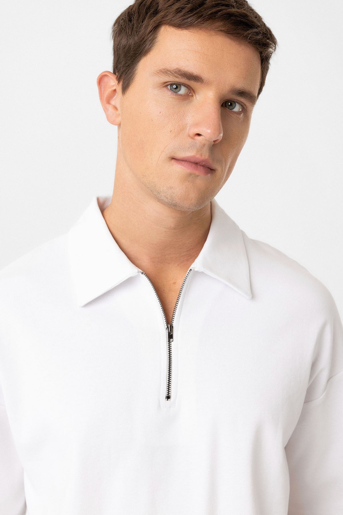 Antioch Oversized Polo-Neck Zipper Men's T-Shirt