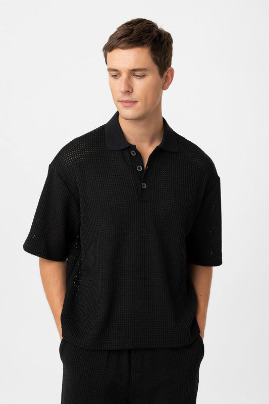 Antioch Polo-Neck Textured Relaxed-Fit Men's T-Shirt