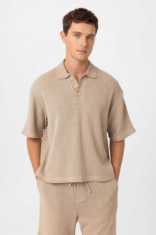 Antioch Polo-Neck Textured Relaxed-Fit Men's T-Shirt