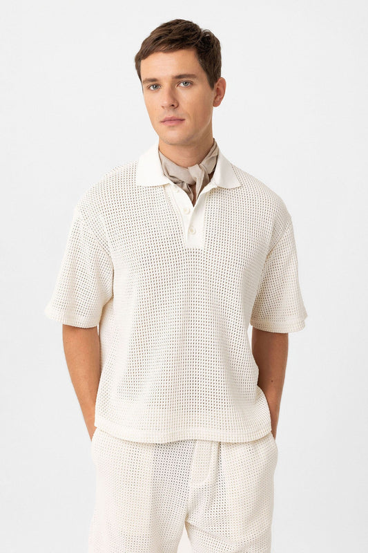Antioch Polo-Neck Textured Relaxed-Fit Men's T-Shirt