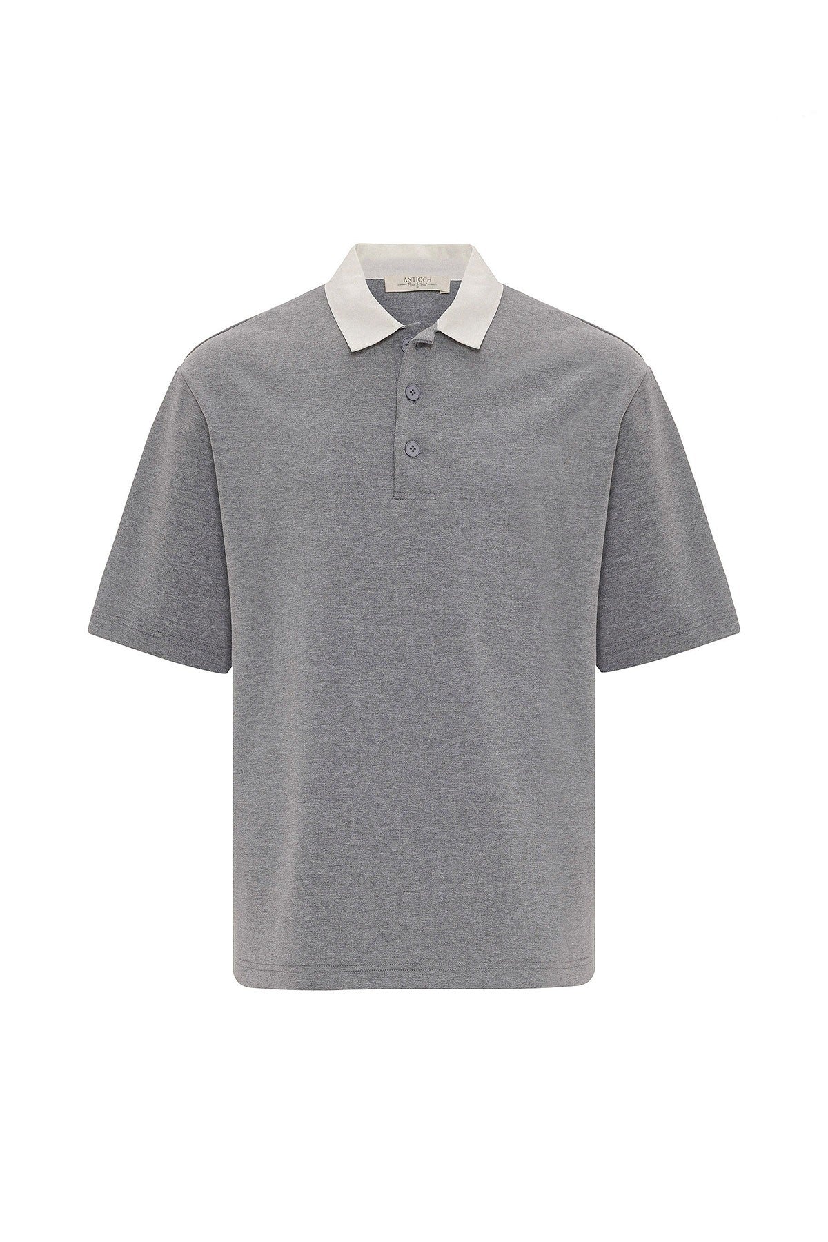 Men's T-Shirt with Contrast Collar and Interlock Weave