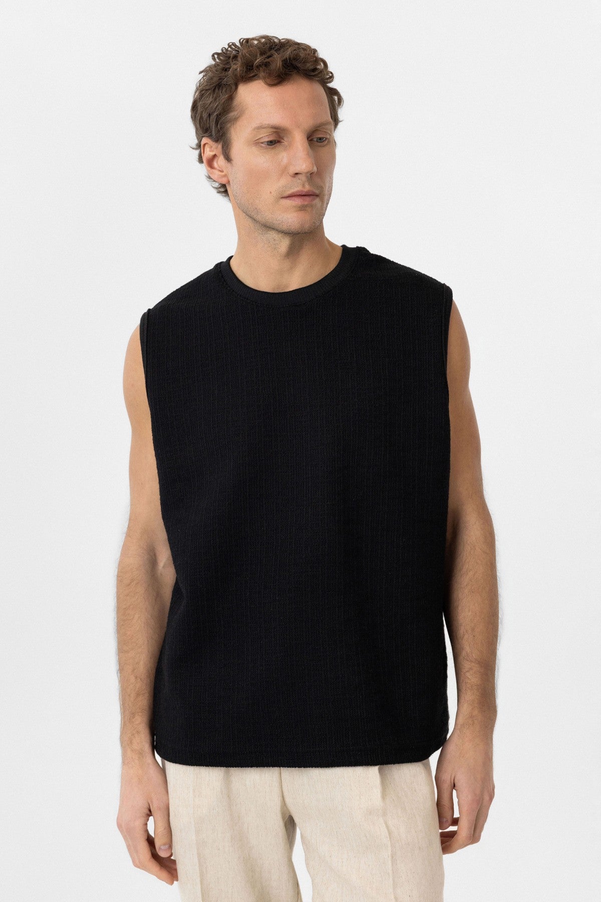 Antioch Regular Fit Textured Men's Sleeveless T-Shirt