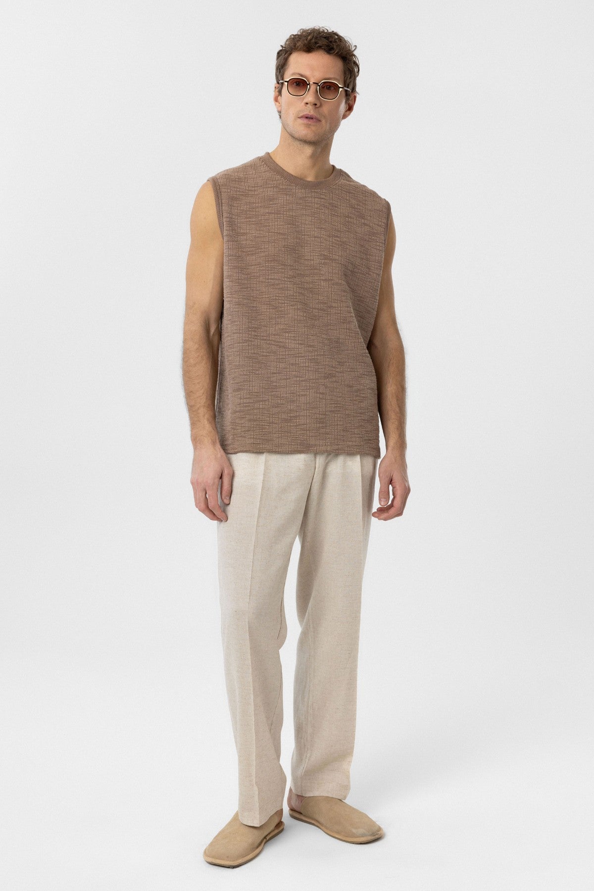 Antioch Regular Fit Textured Men's Sleeveless T-Shirt