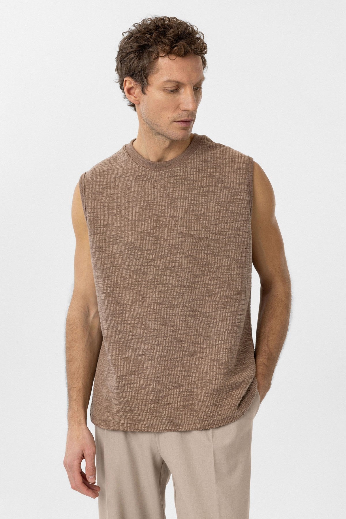 Antioch Regular Fit Textured Men's Sleeveless T-Shirt