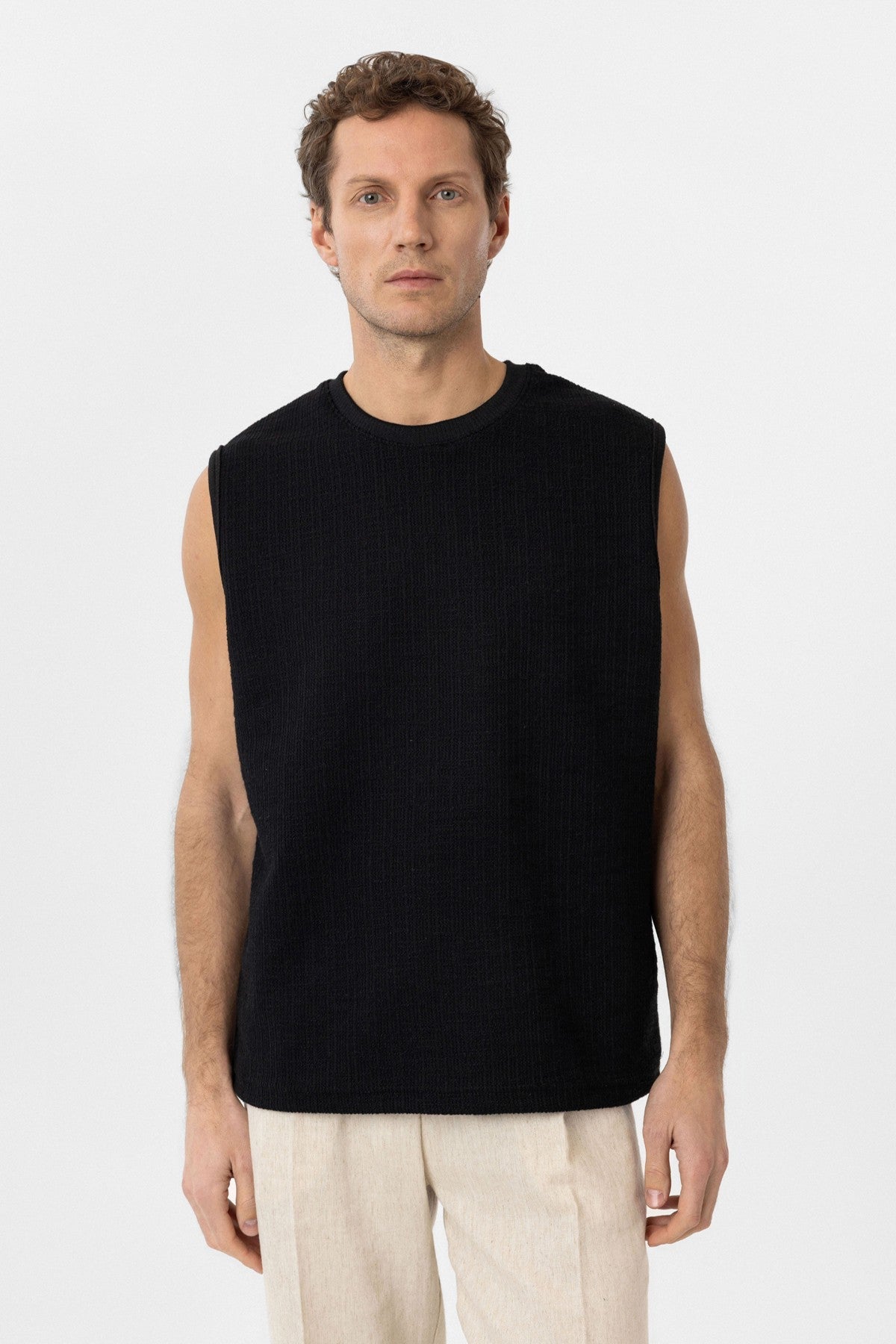Antioch Regular Fit Textured Men's Sleeveless T-Shirt