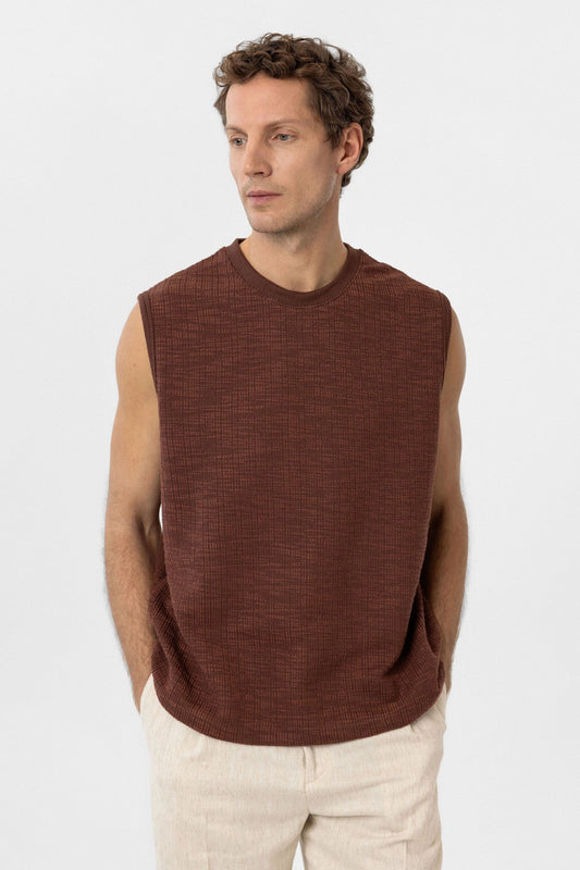 Antioch Regular Fit Textured Men's Sleeveless T-Shirt