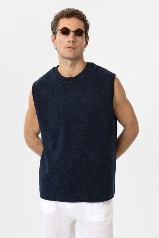 Antioch Regular Fit Textured Men's Sleeveless T-Shirt