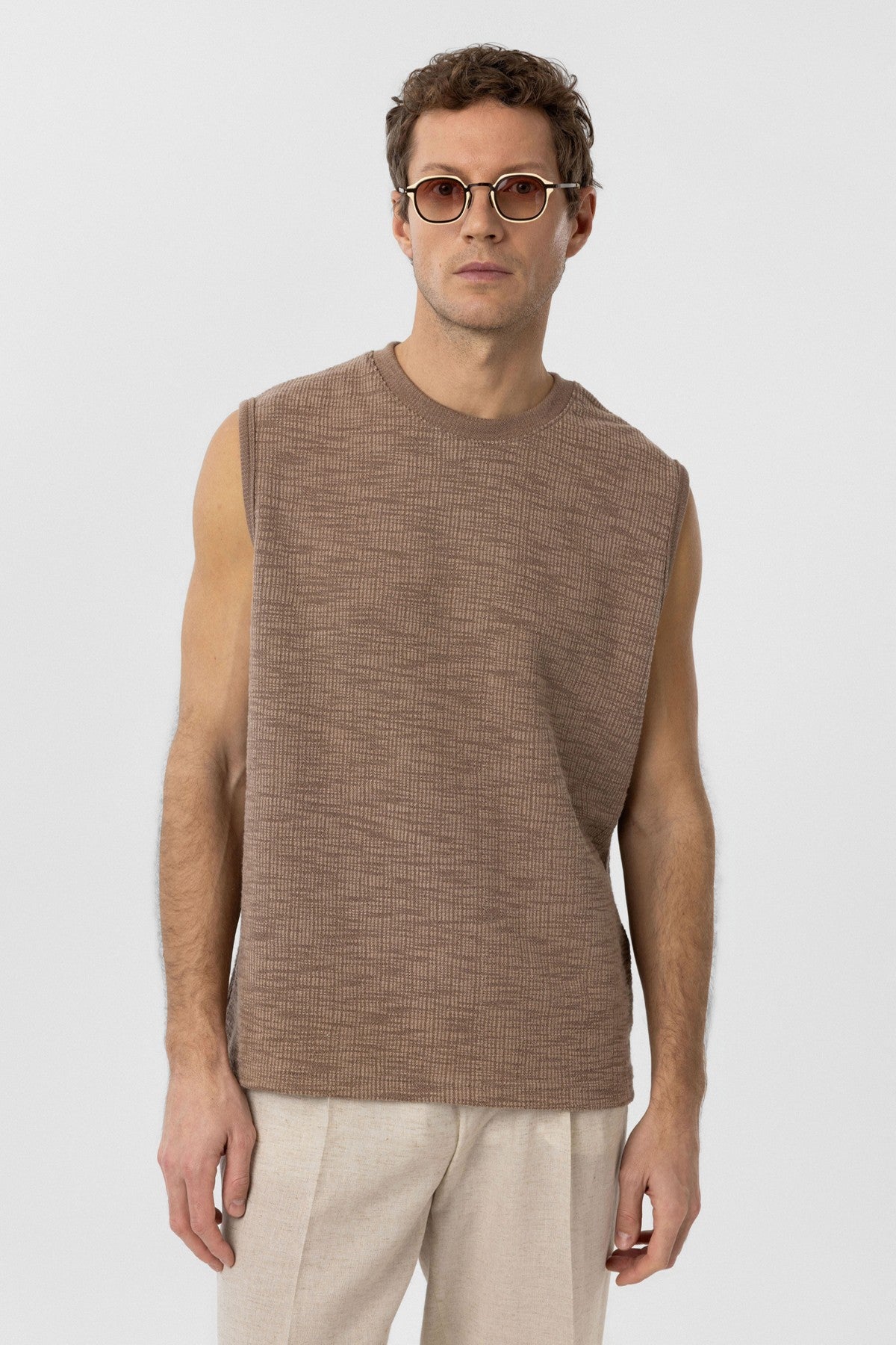 Antioch Regular Fit Textured Men's Sleeveless T-Shirt