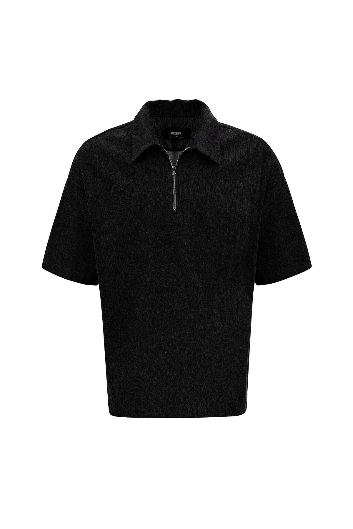 Antioch Relax Fit Men's Polo-Neck T-Shirt with Zipper