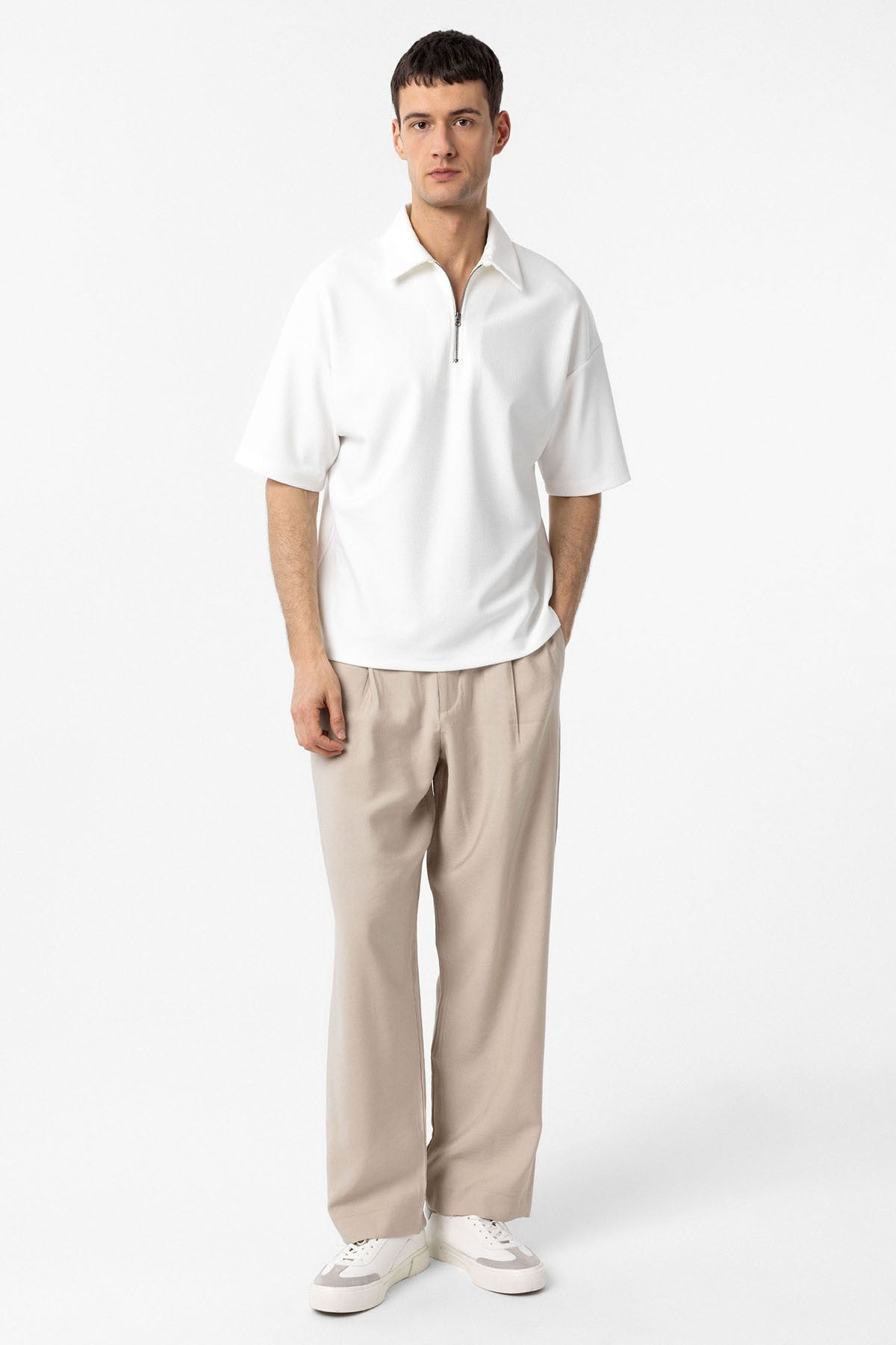 Antioch Relax Fit Men's Polo-Neck T-Shirt with Zipper