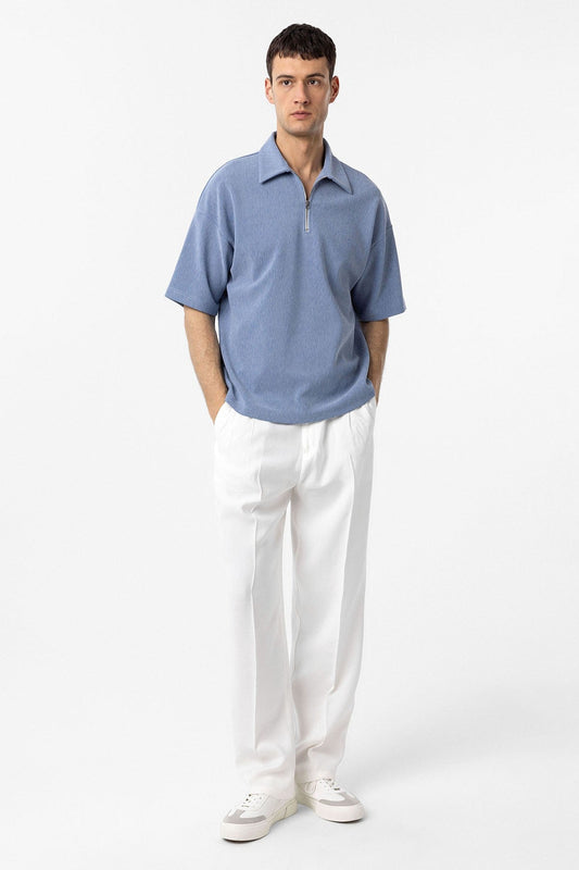 Antioch Relax Fit Men's Polo-Neck T-Shirt with Zipper