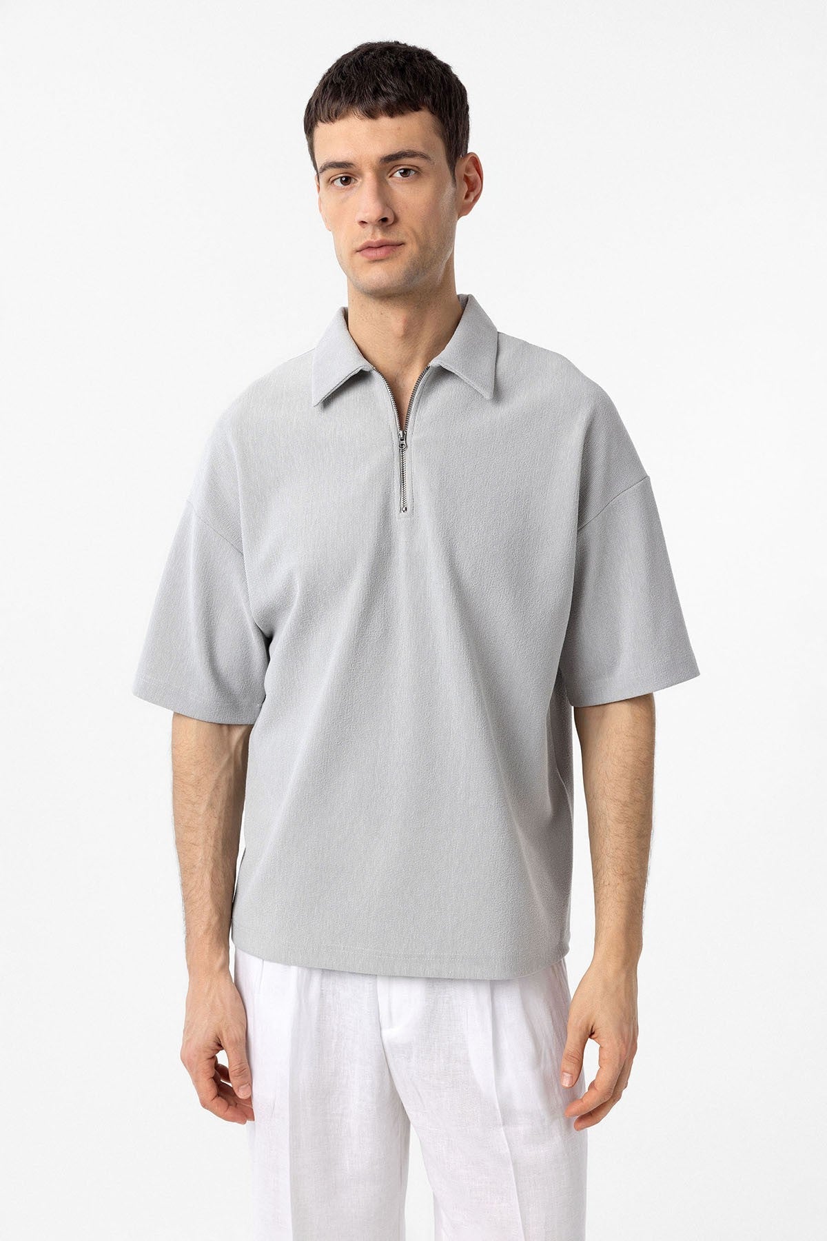 Antioch Relax Fit Men's Polo-Neck T-Shirt with Zipper