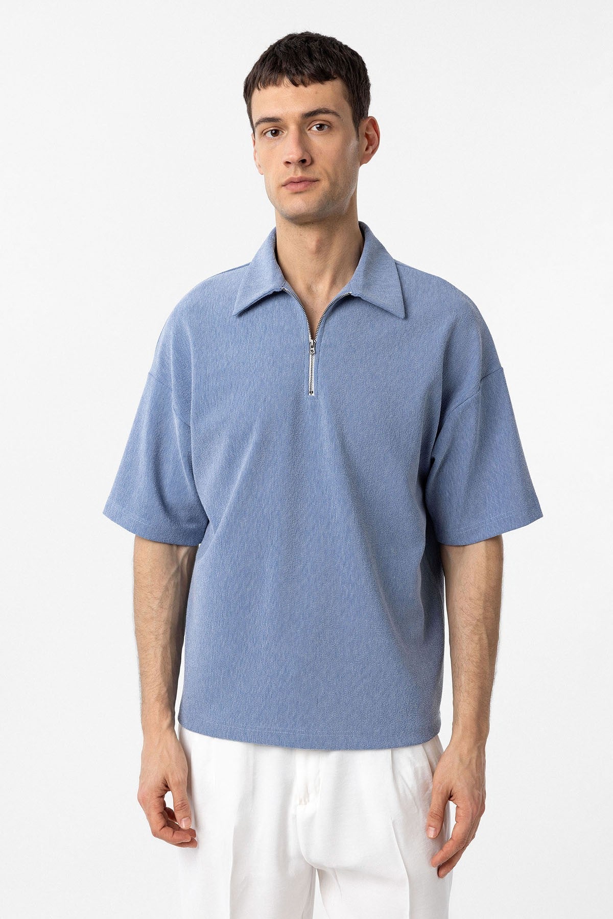 Antioch Relax Fit Men's Polo-Neck T-Shirt with Zipper